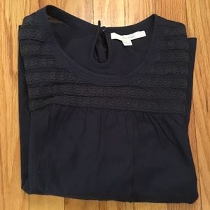 Cute Boden long sleeve top navy blue lace detail 8