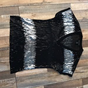 Black and silver sequin shirt in a petite medium