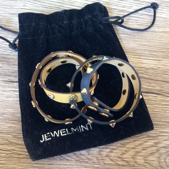 Jewelmint leather wrap studded bracelet pair - Picture 3 of 3