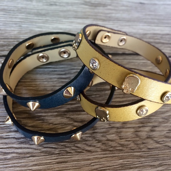 Jewelmint leather wrap studded bracelet pair - Picture 2 of 3