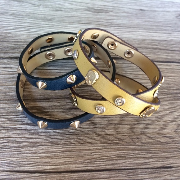 Jewelmint leather wrap studded bracelet pair - Picture 1 of 3