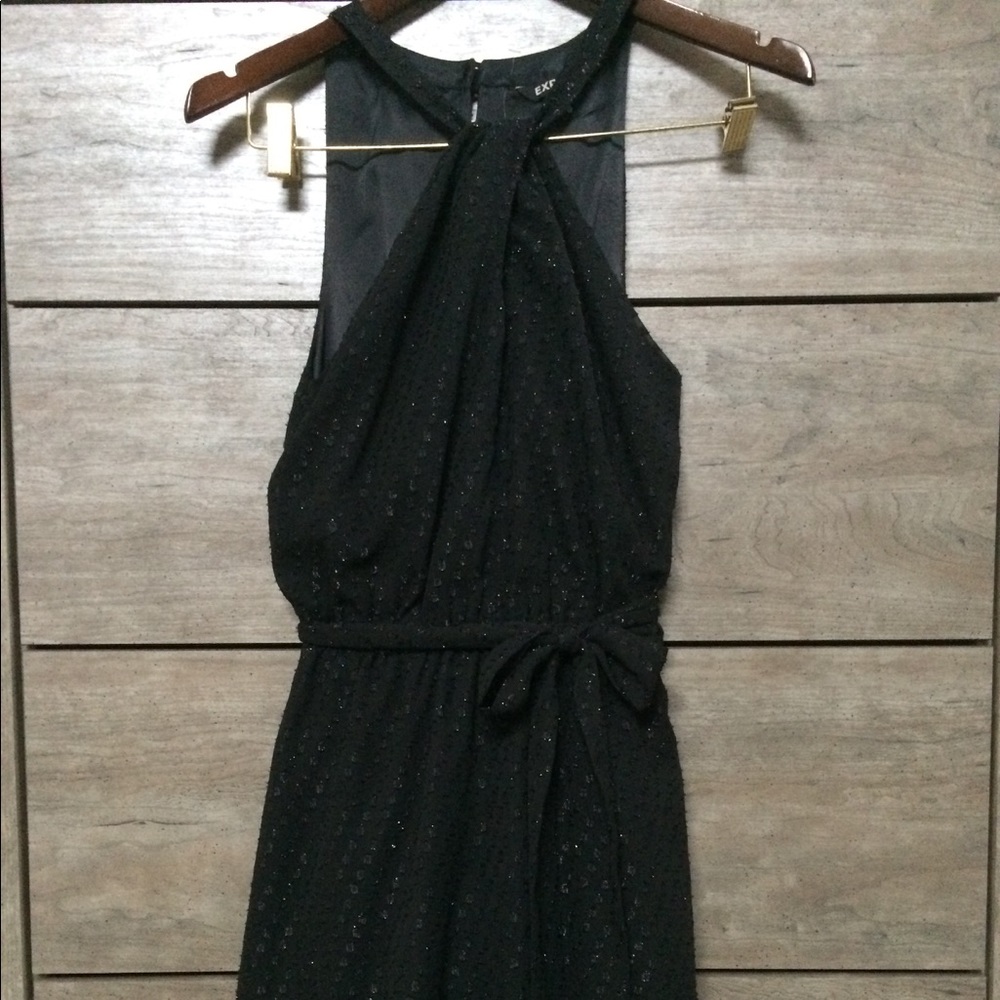 Express Black neck tie halter dress 👗
