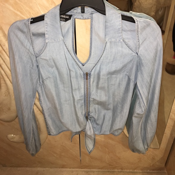 bebe Tops - 💯 % Authentic Bebe denim knot top