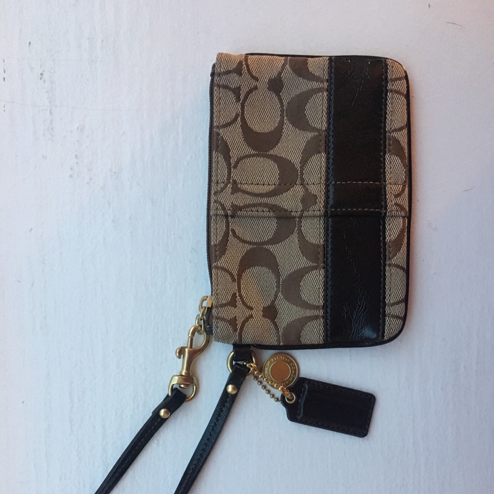 Coach Small Wristlet with Patent Leather Detail