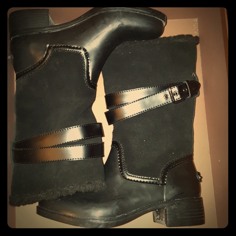 zena mat run leather coach rain boots