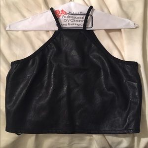 Pleather strap crop