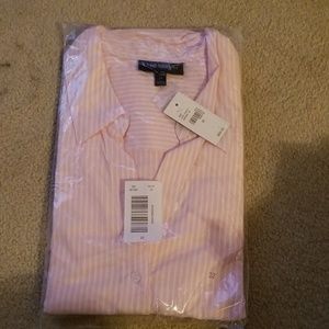Lane Bryant Pink and White Striped Dress Shirt