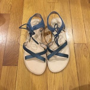 Joie Blue Lace-up Suede Sandals