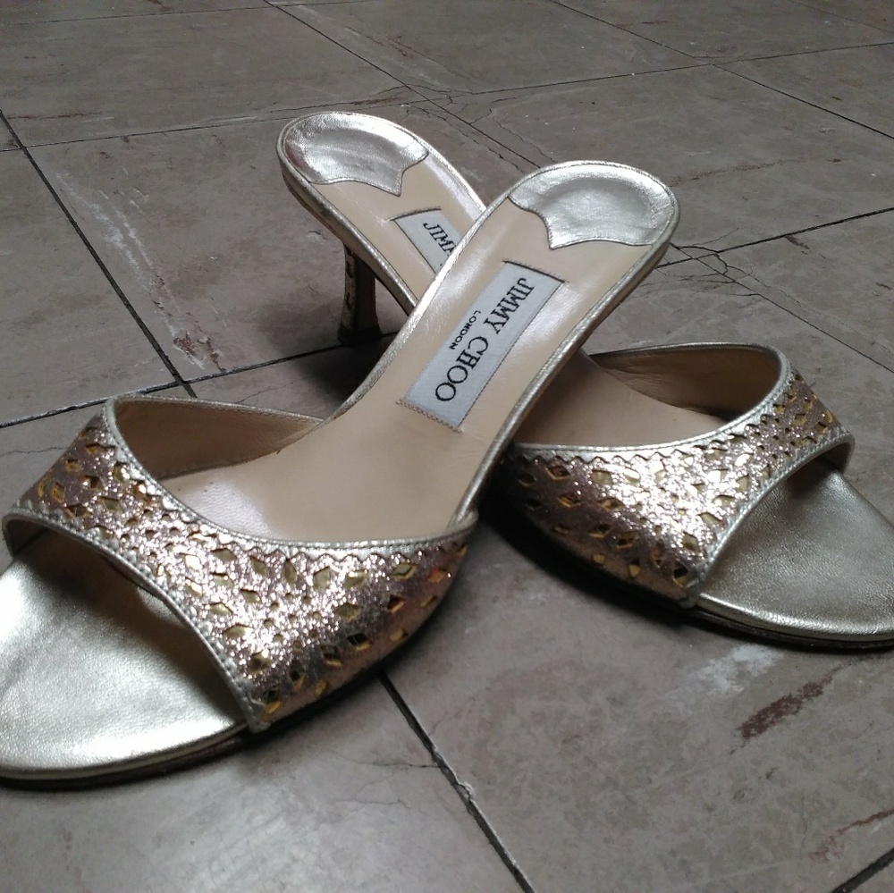 Jimmy choo vintage open toe kitten heels