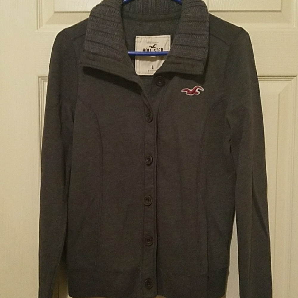 Fleece lined button front sweater