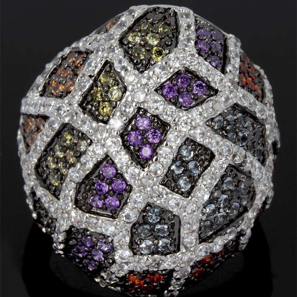 Ring fashion micropave multicolor