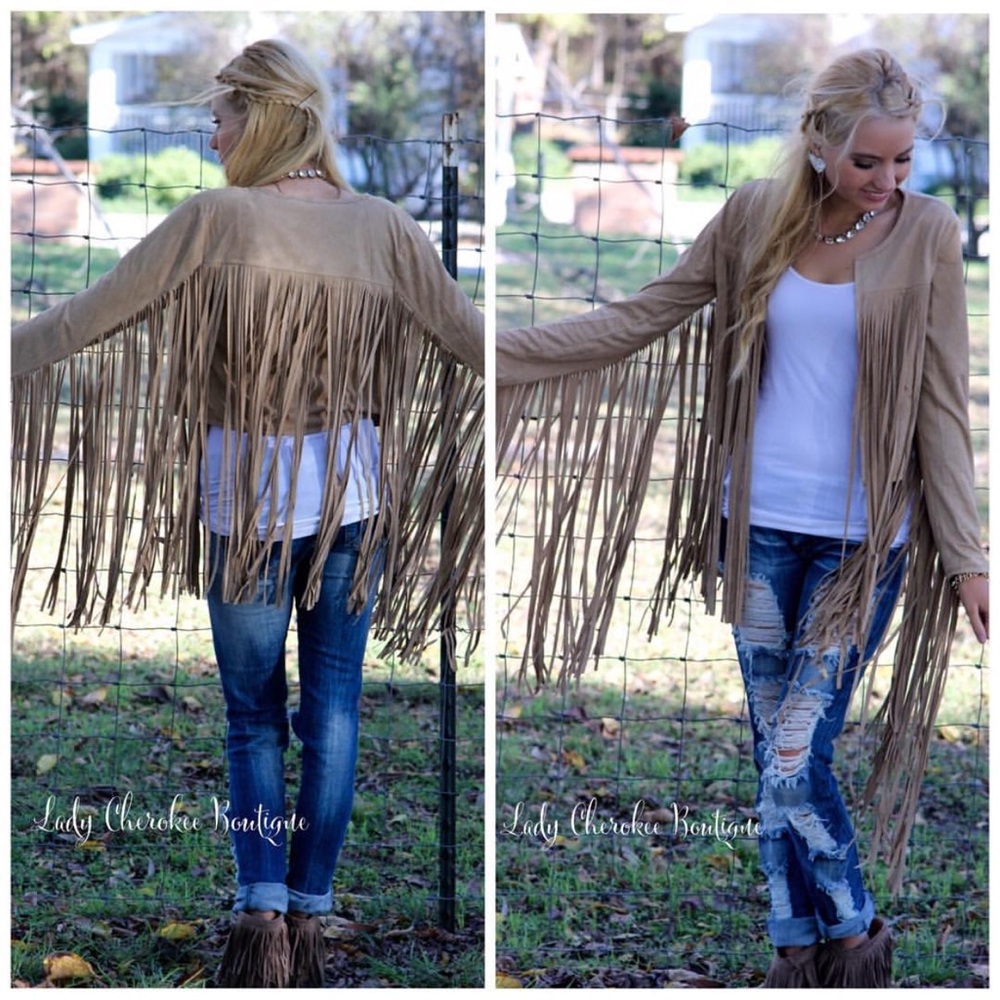 Taupe Fringe Suede Jacket