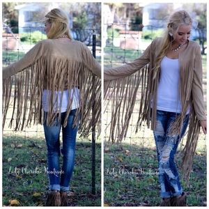 Taupe Fringe Suede Jacket