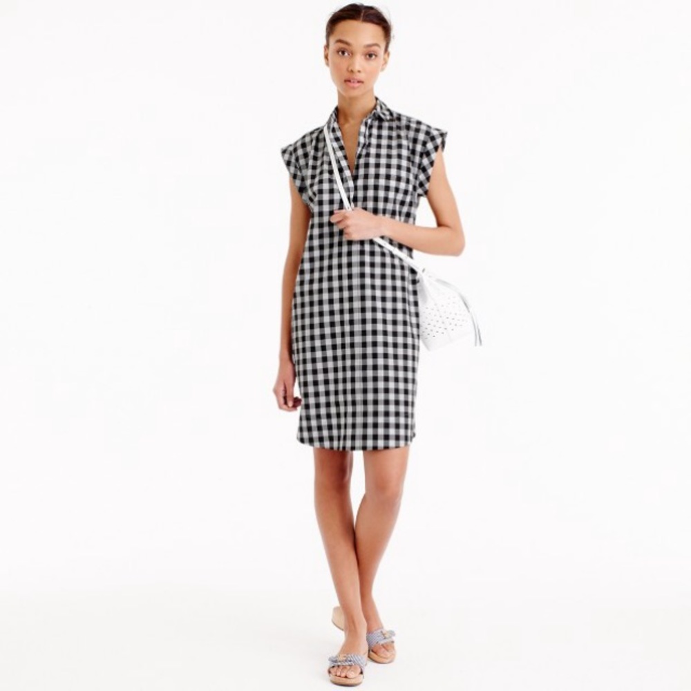 J Crew black and white gingham dress