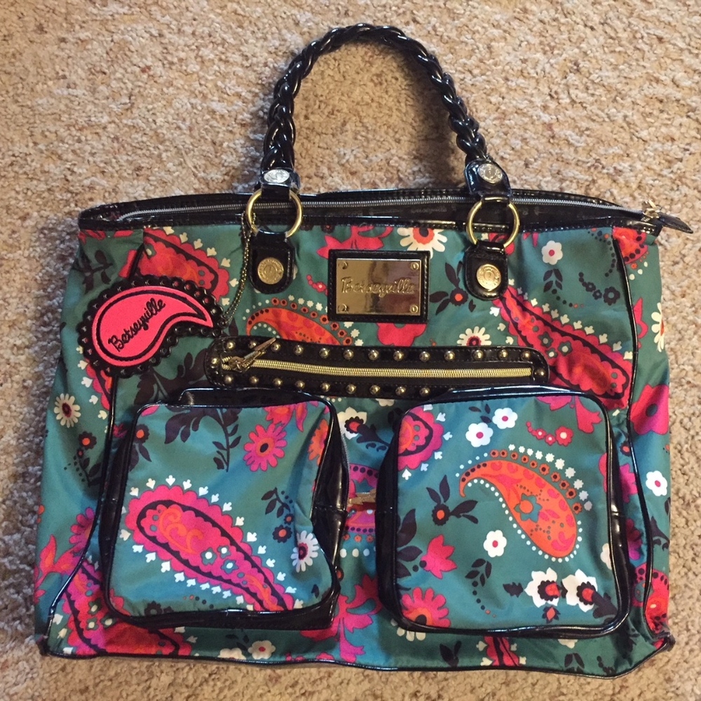 Betseyville Pink & Seafoam Green Paisley Satchel