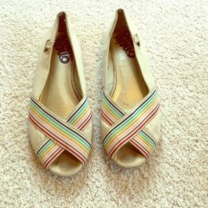 O’Neil peep toe rainbow flats 
