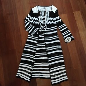 Striped knit long sweater