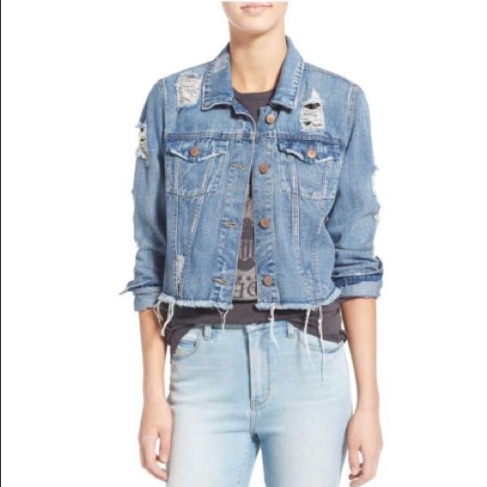 Cropped & Distressed Jean Jacket