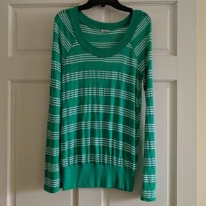 Splendid Green/White Striped Long-Sleeved Top