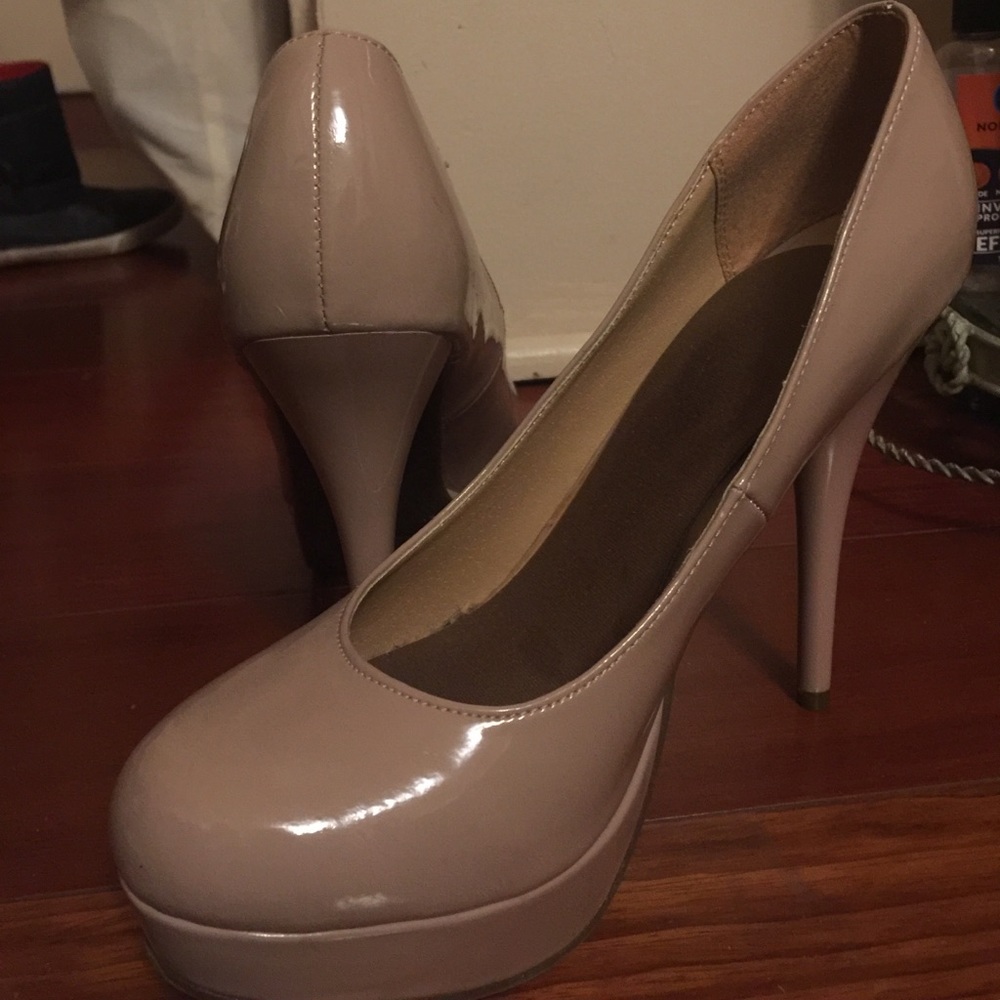 Nude platform heels