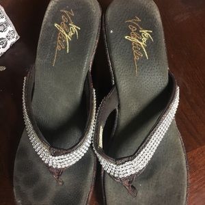 Very Volatile Rhinestone Wedge FlipFlops