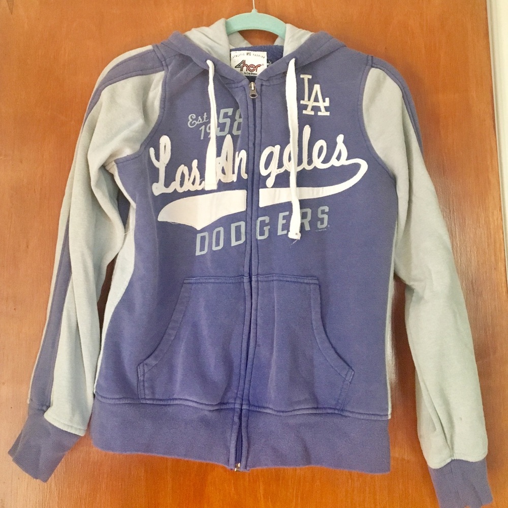 Los Angles Dodgers distressed zip up hoodie