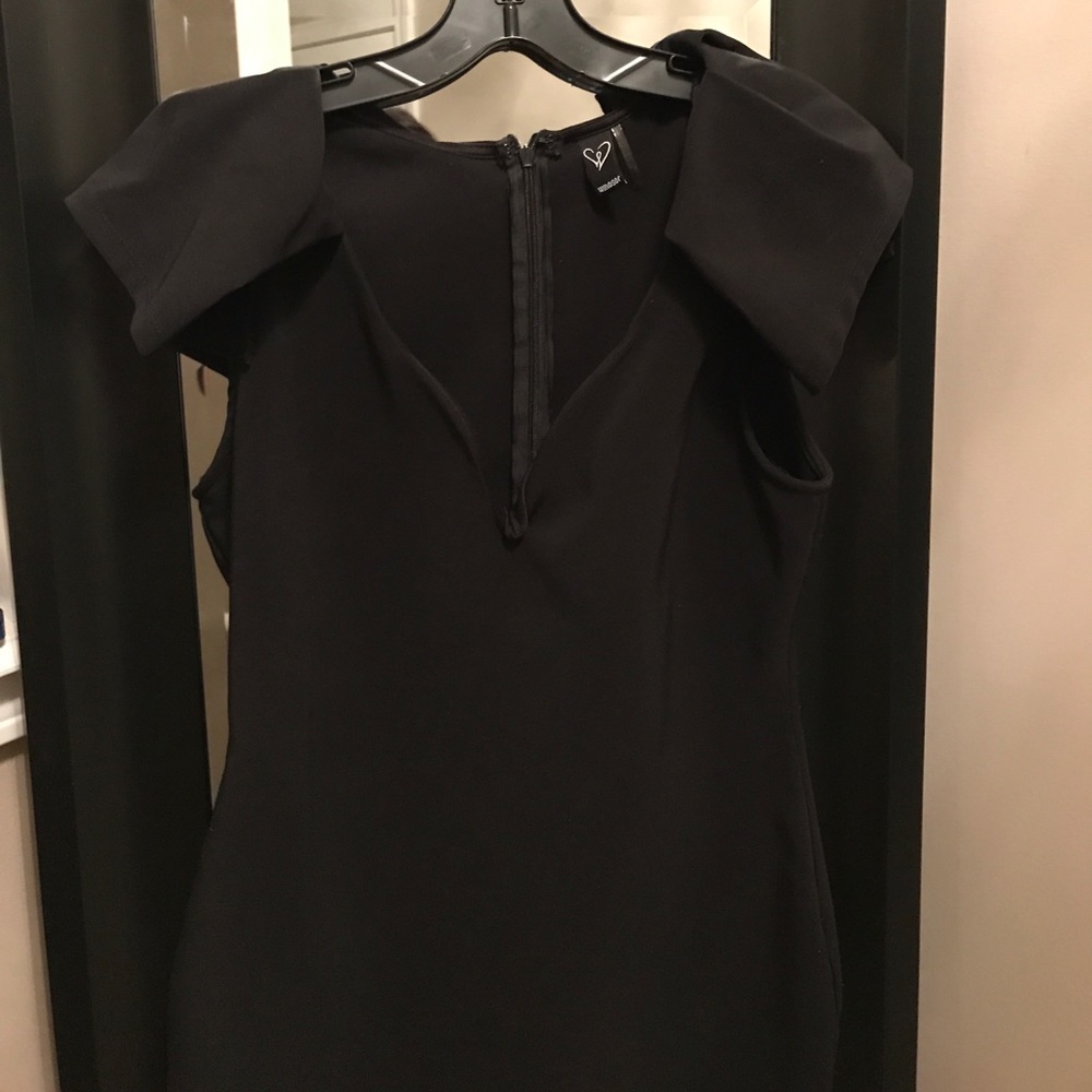 L plunge neck black cocktail dress by Windsor