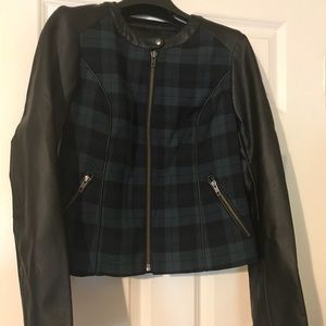 NWT plaid/faux leather dress jacket