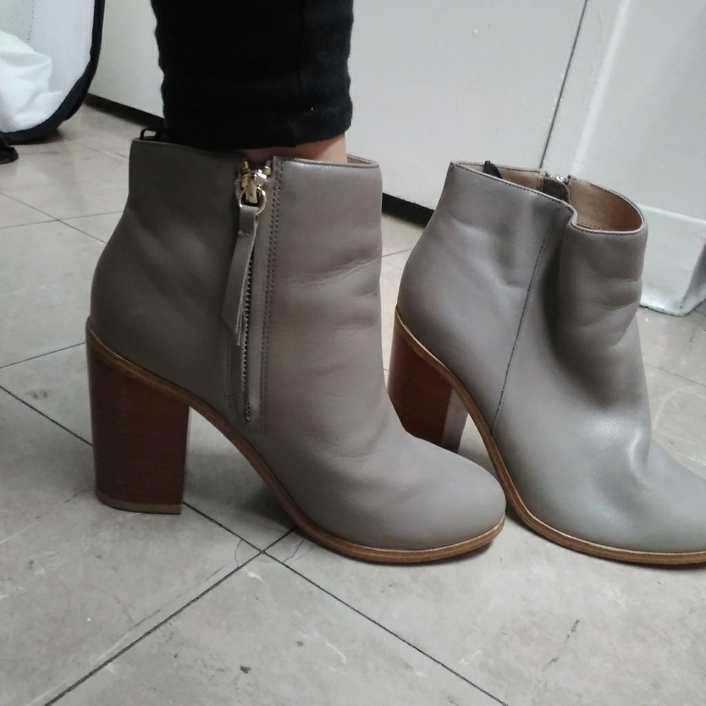 Genuine Gray Leather booties