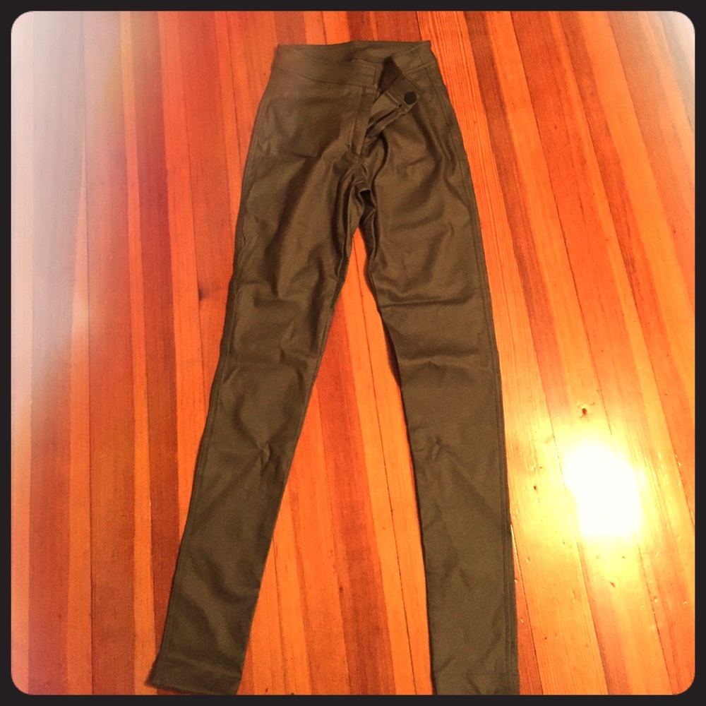 A pair of never worn green leather pants