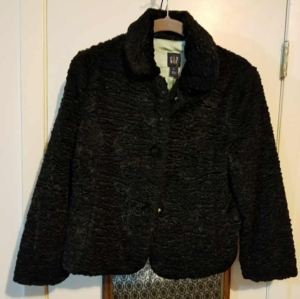 Gap Crop Faux Curly Lamb Coat.