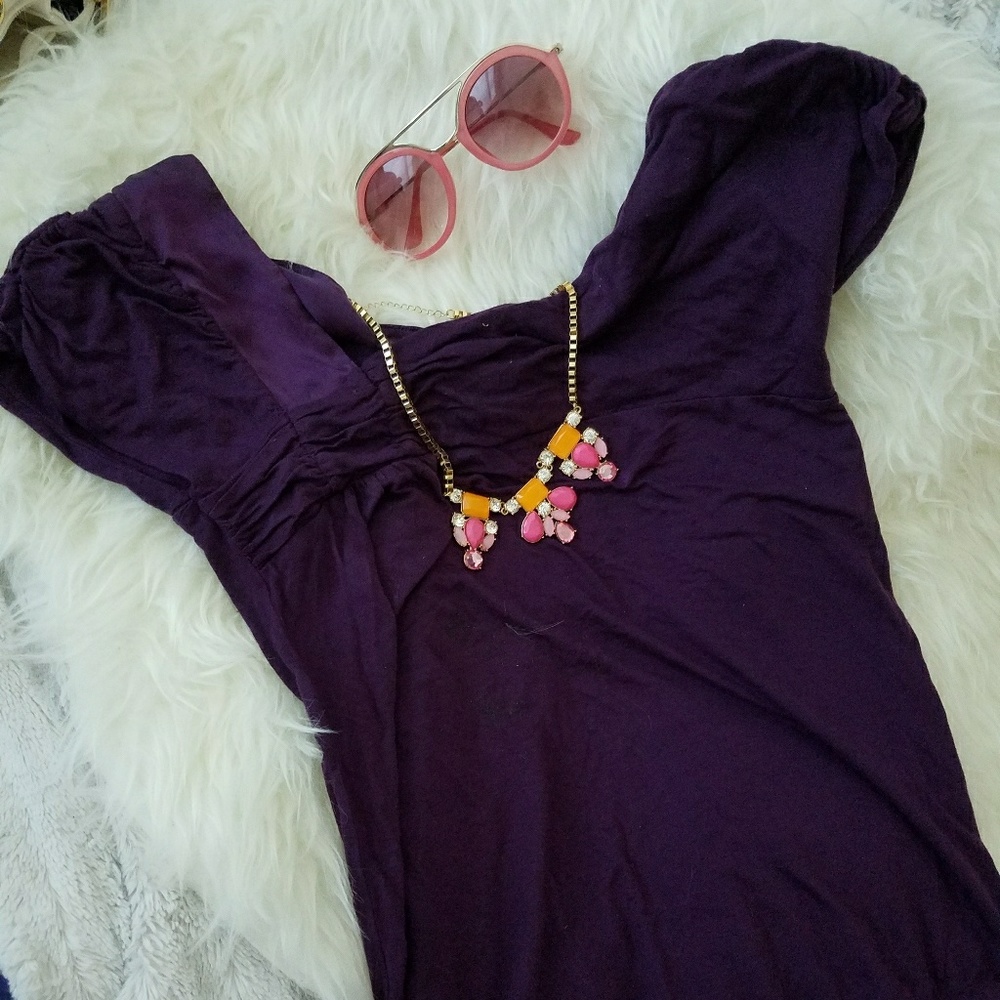 Purple Cute Shirt with Banded Bottom