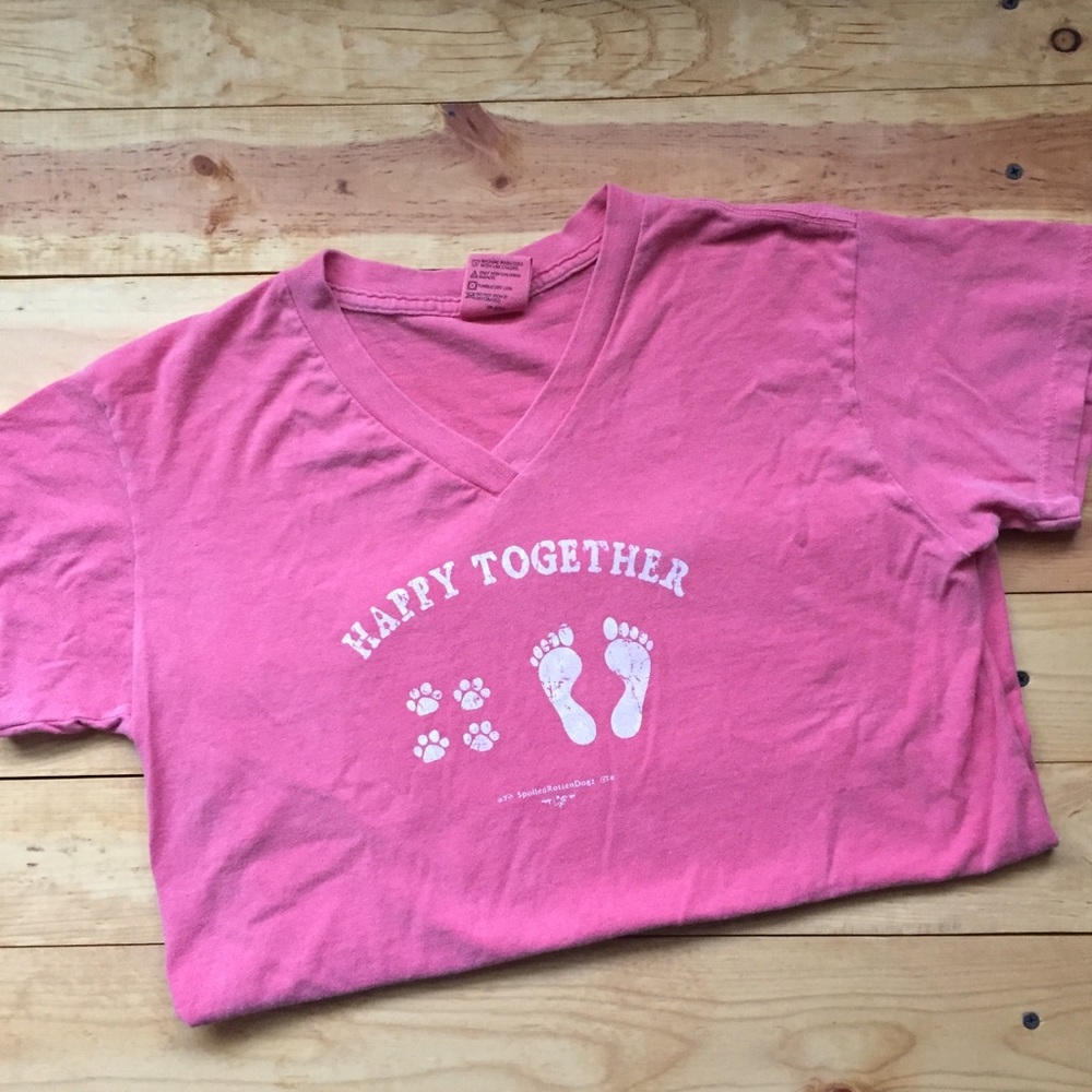 Pink short sleeved t-shirt, ‘happy together’