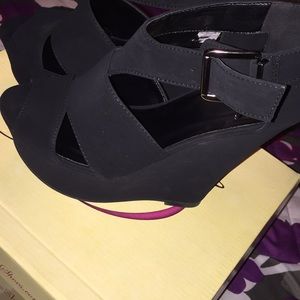 Black Suede Wedges
