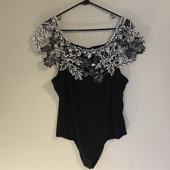 love nation Tops - 💎SALE 3XL Black and White Lace Body Suit BodySuit