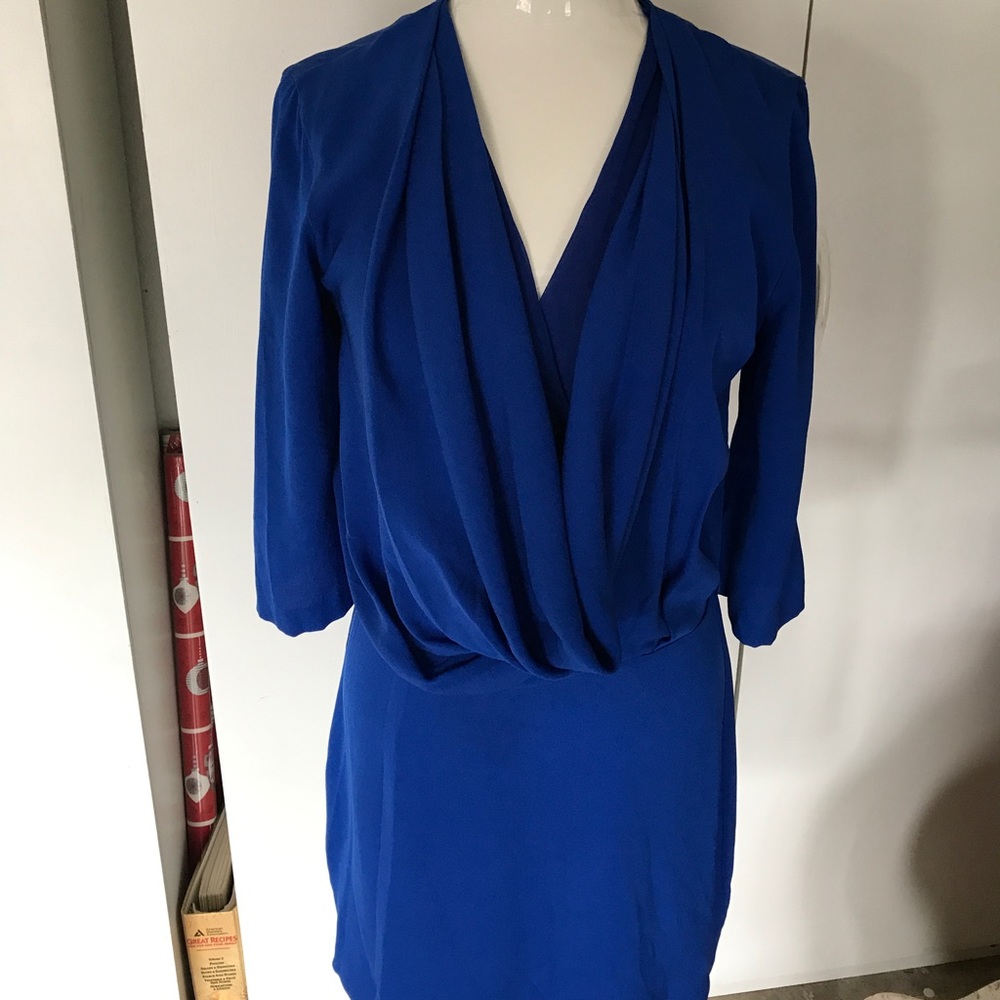 Diane von Furstenberg Blue Silk Draped Dress - Picture 1 of 6