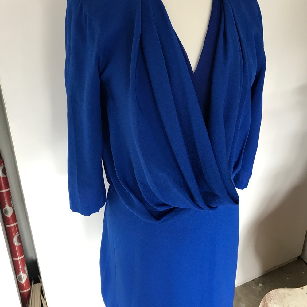 Diane von Furstenberg Blue Silk Draped Dress - Picture 2 of 6
