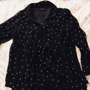 Sheer tunic top with gold stars