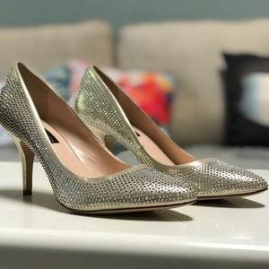Gold with pewter stud heels