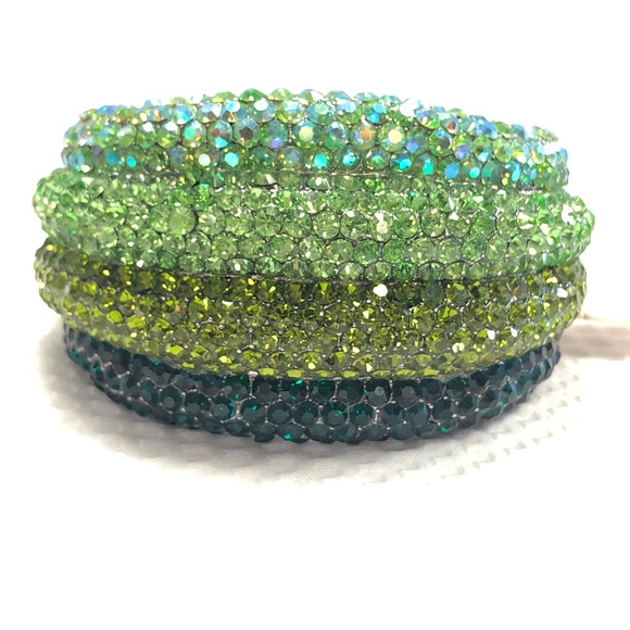 Chunky Crystal Magnetic Hinged Bracelets/Green - Picture 2 of 7