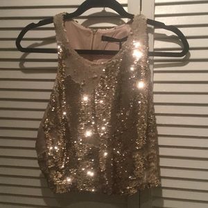 Sequined shirt champagne color M