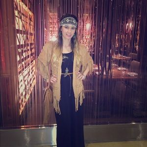 Camel Solid Fringe Top