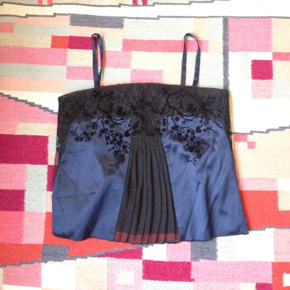 Anthropologie Odille Silk blue black 🎉 blouse 10