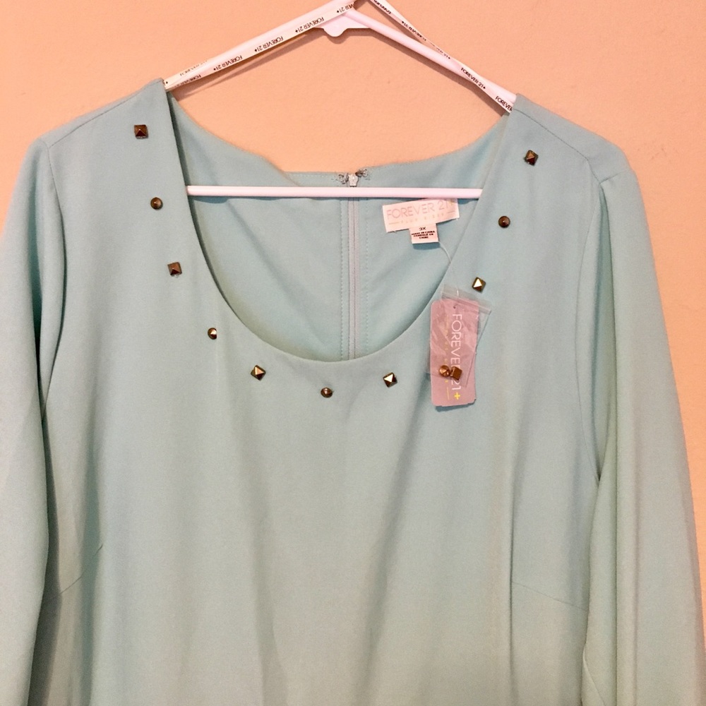 NWT Light turquoise dress with Studded Collar