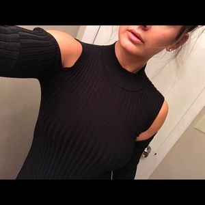 Black sexy skin tight sweater dress
