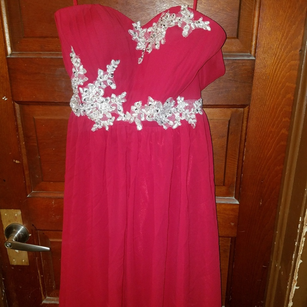 Red floor length Prom dress