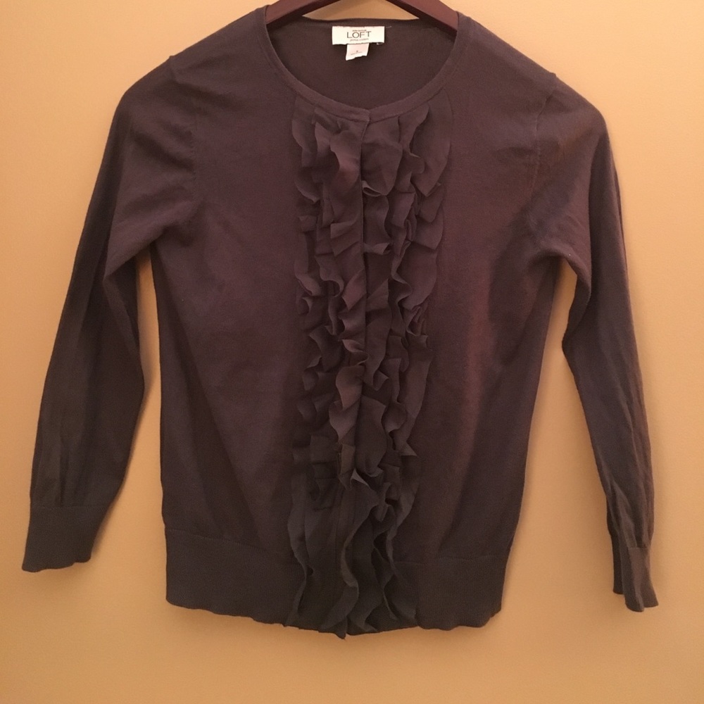 Loft ruffle front cardigan