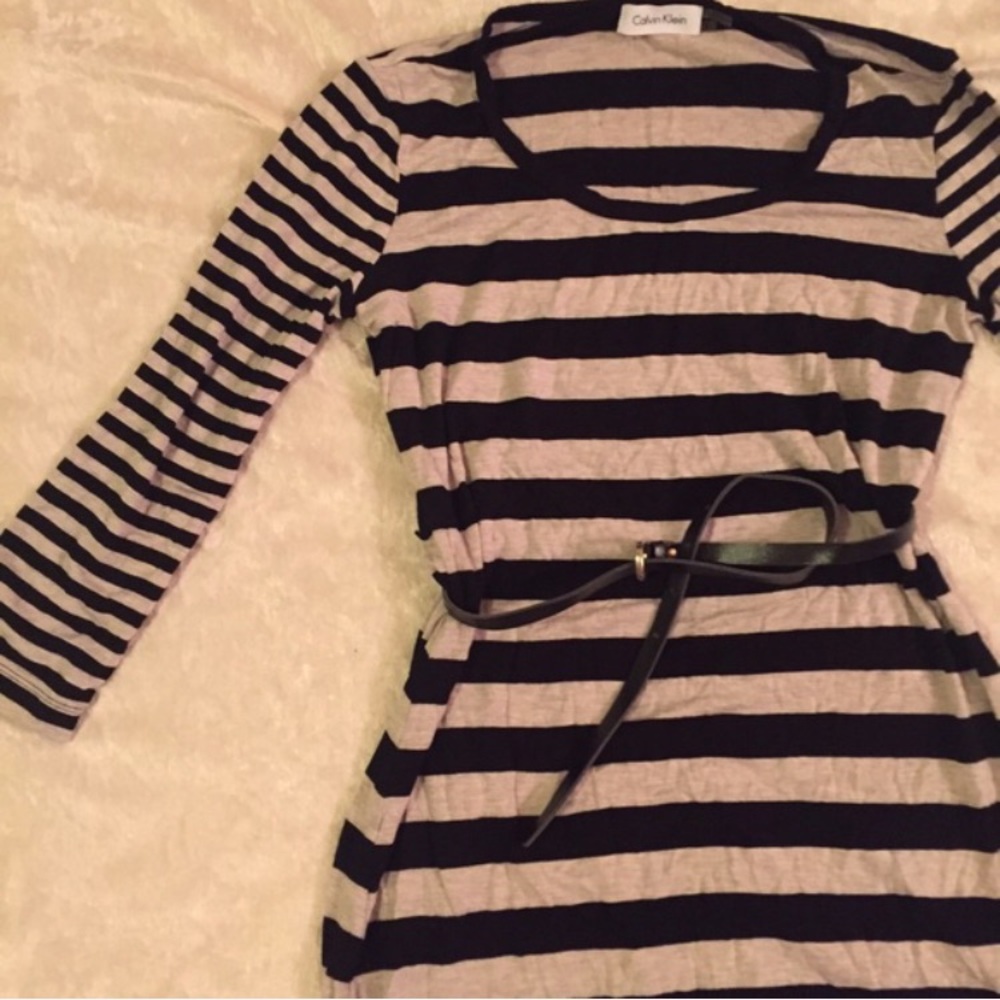 Calvin Klein Long Sleeved Striped Maxi