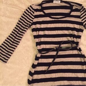 Calvin Klein Long Sleeved Striped Maxi