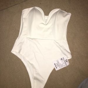 White strapless leotard